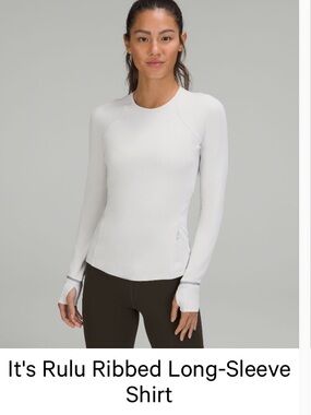 lululemon athletica Rulu Ribbed Long-Sleeve Top - Vapor sz 14